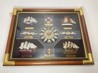 Vtg Decorative Wall Clock Nautical Knots Marine Ships Sailboat Glass Shadow Box