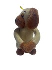 Vintage 1976 R Dakin Plush Dog Stuffed Animal Yellow Ribbon Brown Floppy Ears 
