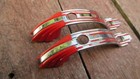 Vtg Hoosier   Cabinet Drawer Pulls  Door Handle Pair Metal Red  4
