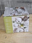Over back - 12-piece Rimmed Glossy Porcelain Dinnerware Set - White