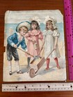Antique Victorian Chromolithograph Scrap Sheets Children Dolls Boat 4pc Ephemera