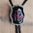 Three Red Crosses Cross Religons Church Rodeo Western Cowboy Cowgirl Bolo Tie