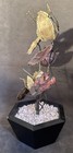 Vintage Mcm Metal Lily Flower Sculpture Wood Base 13  Brutalist Minimalist Art