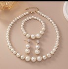 Pearls Pearls Pearls 4 Piece Set Pearl Jewelry  Necklace Bracelet   Earrings  