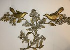 Vintage 3 Piece Wall Art Set Gold Toned Birds On Dogwood Branches Mcm Retro Usa