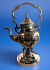 Antique Victorian Birmingham Silver On Copper Tilting Teapot   Warming Stand Bsc