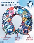 Neck Pillow - Soft Memory Foam All Over Print Travel Neck Support Pillow - Co   