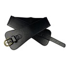 Women Black Wide Faux Leather Waist Belt Elastic Stretch Corset Cinch Waistband