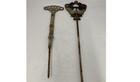 Pair Of Vintage Flt Cast Iron Garden Or Grave Stakes