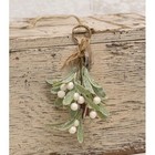 New Glittered Mistletoe 8  Ornament  W  White Foam Berries - Christmas Kisses