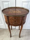Antique 1920s Louis Xv French Walnut Marquetry Side Table W ormolu Bronze D or