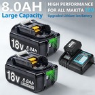 2pack Bl1860b For Makita 18 Volt 8 0ah Lxt Li-ion Battery Bl1830 Bl1815  charger