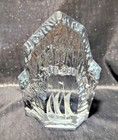 Vtg-strombergshyttan Art Glass Paperweight-etched Iceberg Viking Ship-signed    