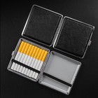 Pocket Cigarette Case Holder Pocket Box Stainless Steel   Black Pu Leather