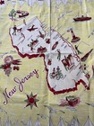 Vintage Mid-century Colorful Illustrated New Jersey State Souvenir Tablecloth
