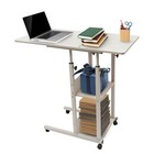 Rolling Computer Desk Adjustable Height Laptop Table Stand Desktop Home   Office