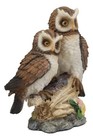 Ebros Romantic 2 Great Horned Owl Couple On Tree Stump 6 25 h  Multicolor