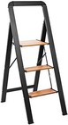  Ladder Folding Step Stool Aluminum  Lightweight Slim Step Stool 3 Step Black