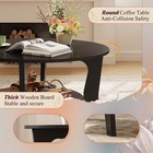 Round 2-tier Coffee Table With Storage Shelf Black Easy Assembly For Living Room