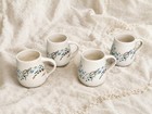 Anthropologie Printemps Mugs Set Of 4 Cream Botanical Stoneware 15 Oz Floral