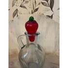 Vintage Glass Bottle With Red Chili Glass Stopper Handle And Pour Spout