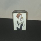 Vintage Art Deco Revival Lipstick Case Mirror   Rhinestone Flapper Girl Enamel