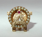 Vintage 1950 Alpha Omicron Pi Sorority Pin - 10k White Gold College Pin Badge