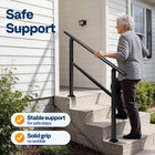 4 Step Handrail Outdoor Stair Railing Adjustable Galvanized Steel Black 2 Pack
