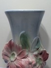    vintage   royal Copley Bluepink Flower Mid Century Modern Ceramic Pottery Vase 8 