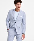 Alfani Mens Slim Fit Suit Jacket Blazer 38 R Light Blue Plaid