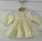 Vintage Baby Girls Alexis Sz 3m Yellow L s Dress Lace Trim Detail Usa Made