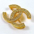 Chanel Coco Cc Logo Brooch Goldtone Rhinestone Vintage Authentic 174 Japan