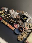 Lot Of Misc Military Pins Ribbons Buttons Lot Junk Drawer Vintage