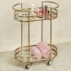 Stylish Contemporary Delta Mirrored Rolling Serving Cart Locking Casters Gold