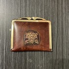 Vintage Travel Sewing Kit Burgandy   Wallet Leather leatherlike Mini Bag Purse