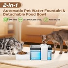 Automatic Cat Water Fountain With Food Bowl     2 2l 74oz 2-in-1 Pet Water Disp   