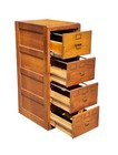 Antique Arts   Crafts Tiger Oak Four Drawer Office File Cabinet - Brass Hardware
