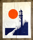New Vintage Mcm 1970s Marushka Lighhouse Screen Print Wall Art Fabric Panel