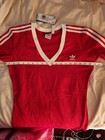 Adidas Originals Adicolor 3-stripes Maxi Dress Red V Neck Sz  L Bnwt