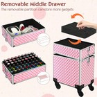 Rolling Makeup Train Case 3in1 Cosmetic Trolley Organizer Salon Artist Pink Gif