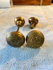 2 Sets Of Antique Door Knobs Ornate Solid Brass Floral Victorian Swirl Design