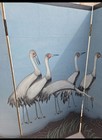 Vintage Asian 4 Panel Hand Painted Crane Folding Screen Room Divider 36x72
