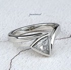 Moissanite Bridal Set Engagement Ring 2 30 Ct Trillion Cut Solid 14k White Gold