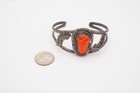 Vintage Native American Navajo Sterling Silver Coral Cuff Bracelet 6 25 