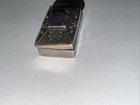 Early Vintage Mexico Silver Sterling   Amethyst Hinged Pill Or Trinket Box