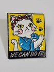 We Can Do It Lapel Pin Rosie The Riveter Styled White Cat In Bandana