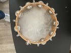 10 Inches Handheld Wooden Tambourine - Double Rows 16 Pairs Jingles Latin P