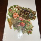 Victorian Die Cut Trade Card Scrap Cut 4  Flower Baskets Bouquets
