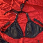 Vintage Y2k   90s Bebe Black Sheen Reptile Print Rhinestone Embellished Bikini 