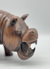 Vintage Hippo  Hand Carved Solid Wood    triumph    Mouth Open 10   x 5    Figurine